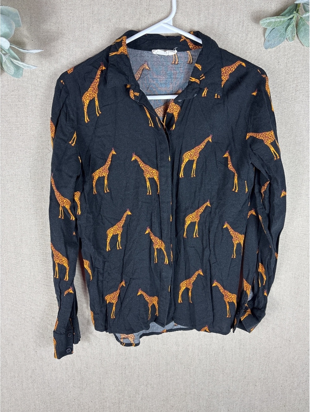 Sugarhill Brighton > Black Giraffe Button Down Blouse